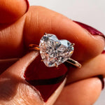 18K Solid Gold 3 CT Heart Cut Natural Diamond Solitaire Engagement Ring - Alternate Angle