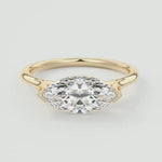 14K 1.5ct Lab Grown Diamond Marquise Cut Bezel Engagement Ring