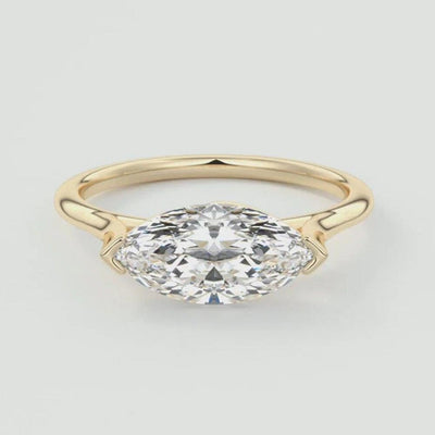 14K 1.5ct Natural Diamond Marquise Cut Solitaire Engagement Ring
