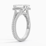 18K Solid Gold 3.75 CT Lab Grown Diamond Emerald Cut Halo Engagement Ring - Detail | Riyanika Jewels