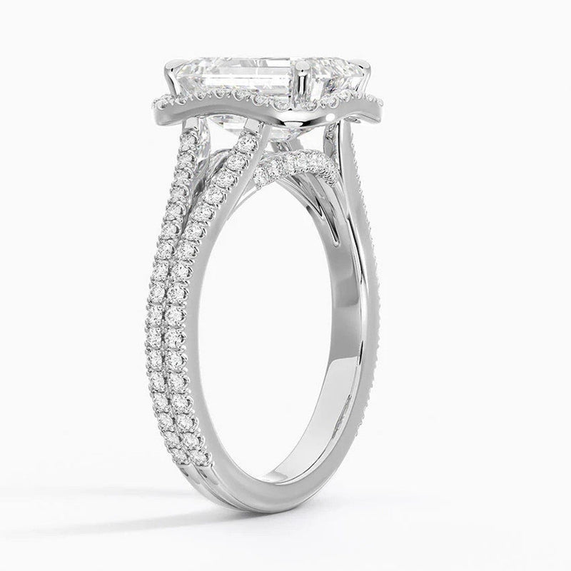 14K 3.5ct Natural Diamond Round Cut Side Stone Engagement Ring