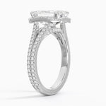 14K 4ct Lab Grown Diamond Emerald Cut Halo Engagement Ring