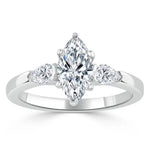 14K 1ct Natural Diamond Pear Cut Three Stone Engagement Ring