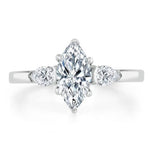14K 1ct Natural Diamond Pear Cut Three Stone Engagement Ring