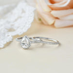 14K 3.8ct Lab Grown Diamond Pear Cut Halo Engagement Ring