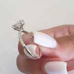 18K Solid Gold 2.95 CT Natural Diamond Oval Cut Hidden Halo Engagement Ring - Detail | Riyanika Jewels