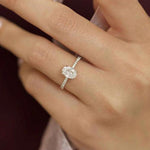 18K Solid Gold 2.95 CT Natural Diamond Oval Cut Hidden Halo Engagement Ring - Alternate Angle | Riyanika Jewels