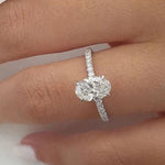 18K Solid Gold 2.95 CT Natural Diamond Oval Cut Hidden Halo Engagement Ring - Side View | Riyanika Jewels