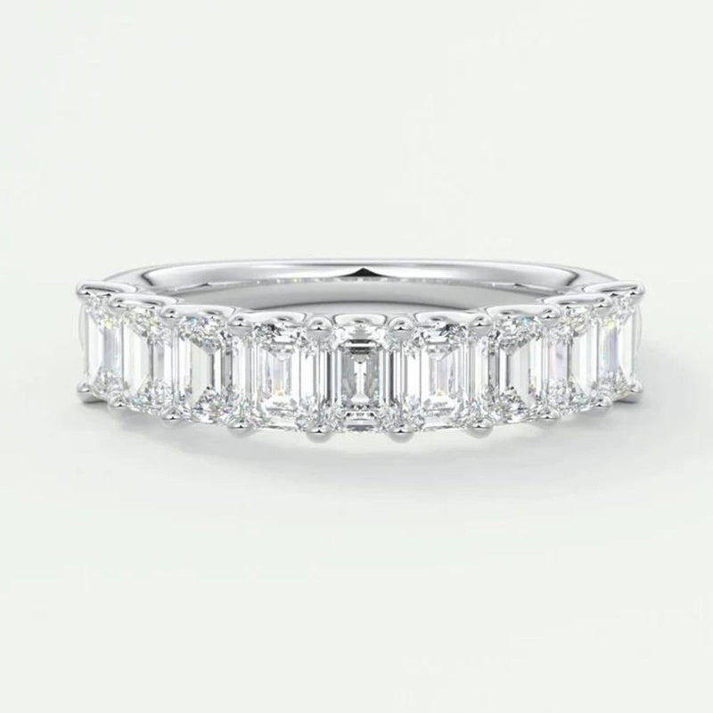 14K 1.8ct Lab Grown Diamond Emerald Cut Half Eternity Band