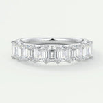 14K Natural Diamond Emerald Cut Eternity Wedding Band