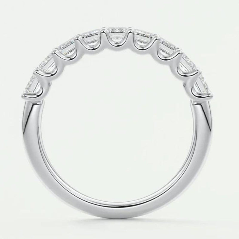 14K Natural Diamond Emerald Cut Eternity Wedding Band