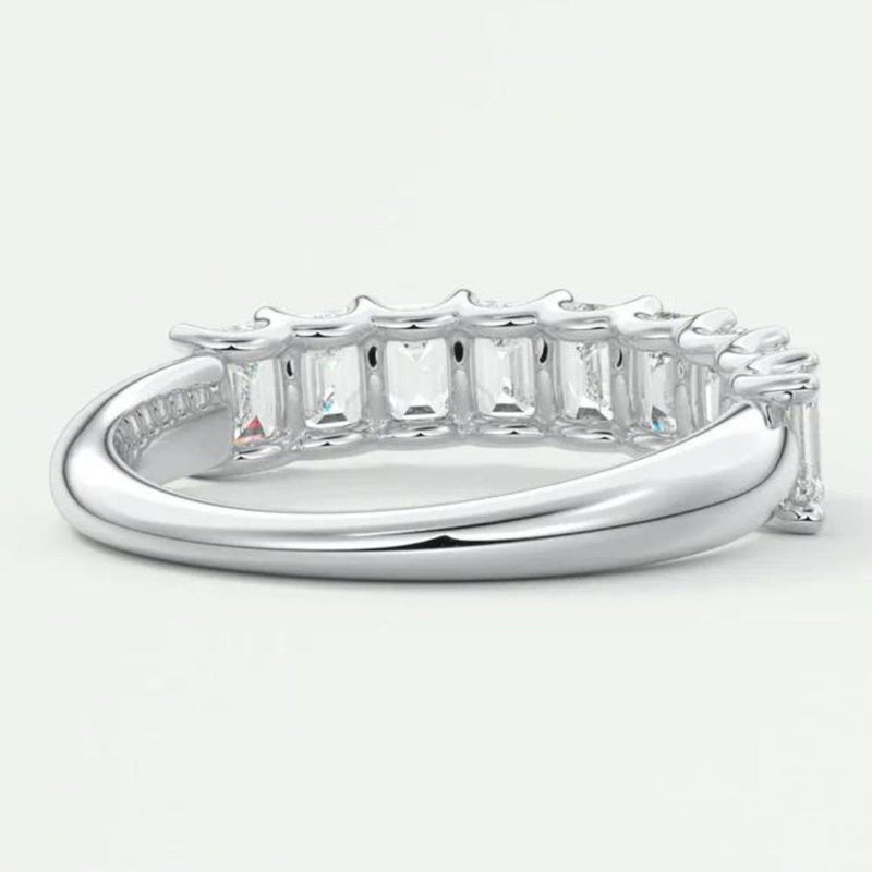 14K Natural Diamond Emerald Cut Eternity Wedding Band
