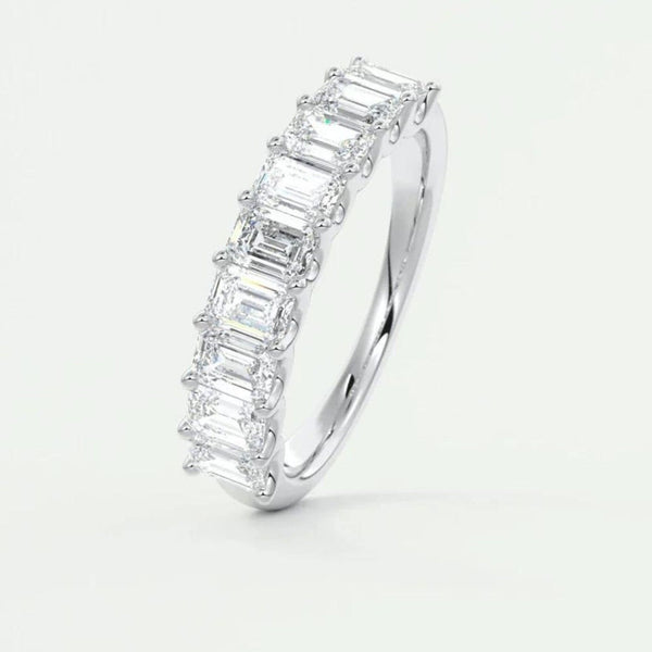 14K Lab Grown Diamond Emerald Cut Eternity Wedding Band