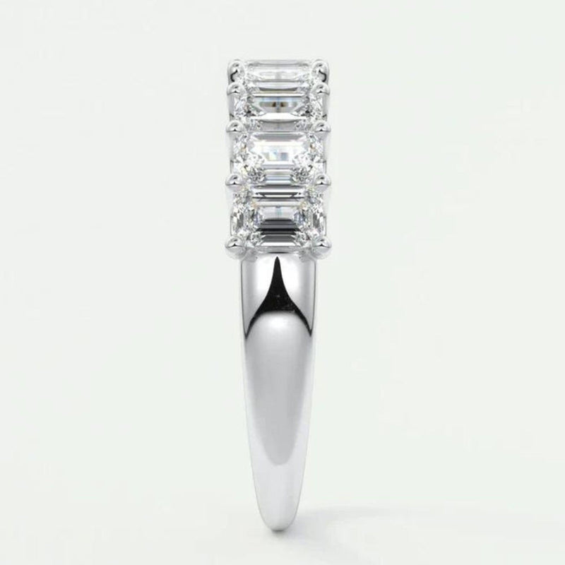 14K Natural Diamond Emerald Cut Eternity Wedding Band