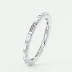 18K Solid Gold 2.38 CT Lab Grown Diamond Baguette Cut Bar Set Full Eternity Band - Side View | Riyanika Jewels