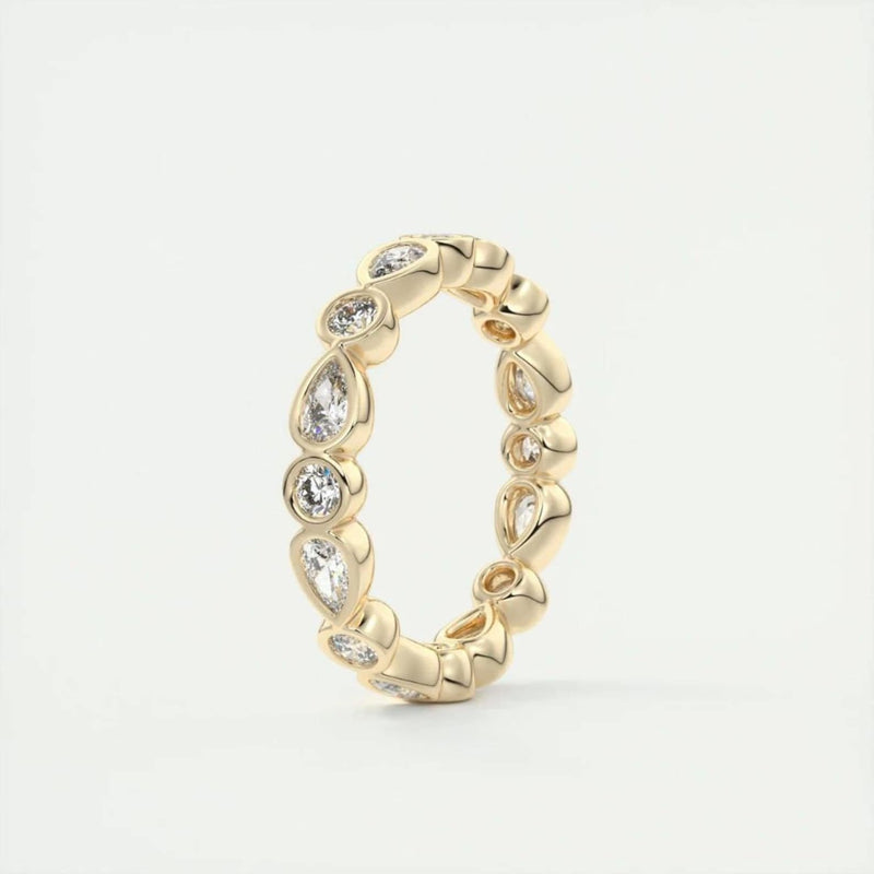 14K 1.7ct Lab Grown Diamond Round Cut Bezel Eternity Band