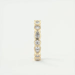 18K Solid Gold 1.70 CT Natural Diamond Pear & Round Cut Bezel Set Full Eternity Band - Side View