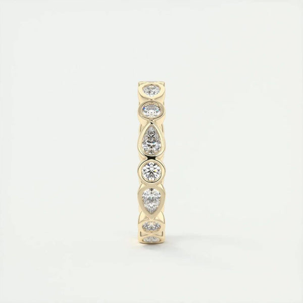 14K 1.7ct Lab Grown Diamond Round Cut Bezel Eternity Band
