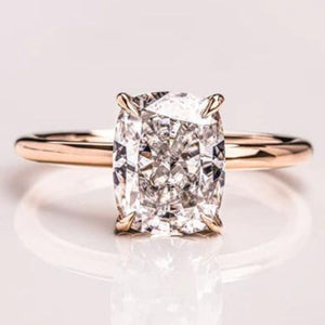 14K 3ct Lab Grown Diamond Cushion Cut Solitaire Engagement Ring
