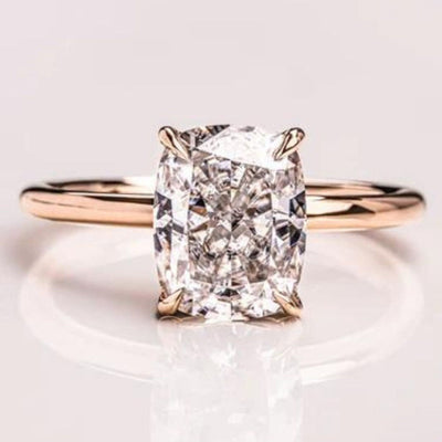 14K 3ct Lab Grown Diamond Cushion Cut Solitaire Engagement Ring