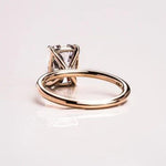 18K Solid Gold 3.00 CT Lab Grown Diamond Elongated Cushion Cut Solitaire Engagement Ring - Alternate Angle | Riyanika Jewels