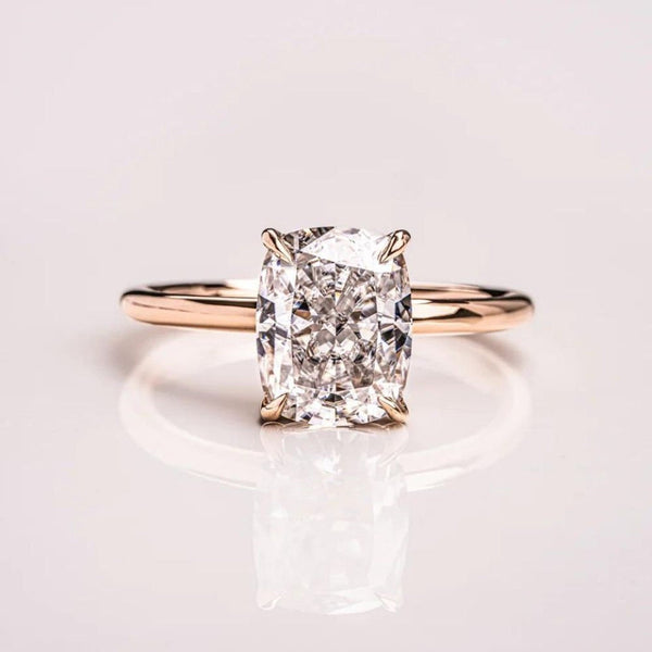 14K 3ct Lab Grown Diamond Cushion Cut Solitaire Engagement Ring