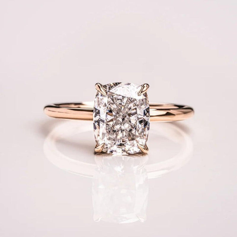 14K 3ct Lab Grown Diamond Cushion Cut Solitaire Engagement Ring