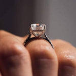 18k Solid Gold 2.50 CT Emerald Cut Natural Diamond Halo Style Engagement Ring - Detail | Riyanika Jewels