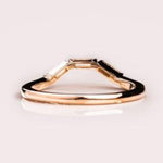 18K Solid Gold 0.70 CT Natural Diamond Baguette Cut Curved Three Stone Band - Side View