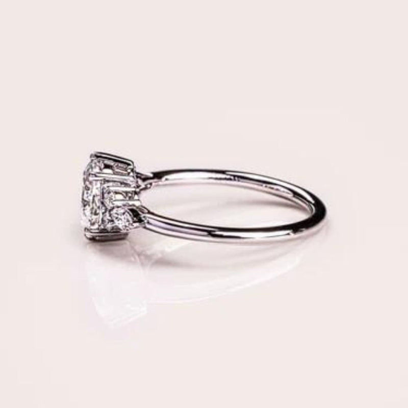 18K Solid Gold 2.32 CT Lab Grown Diamond Oval Cut Vintage Cluster Engagement Ring - Detail