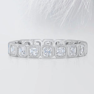 14K 1.5ct Natural Diamond Asscher Cut Bezel Eternity Band
