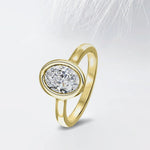 18K Solid Gold 2.50 CT Natural Diamond Oval Cut Bezel Set Engagement Ring - Alternate Angle