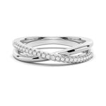 14K Natural Diamond Round Cut Twisted Half Eternity Band