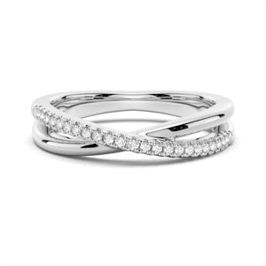 14K Natural Diamond Round Cut Twisted Half Eternity Band