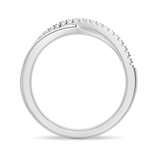 18K Solid Gold Natural Diamond Round Cut Twisted Infinity Half Eternity Band - Side View | Riyanika Jewels