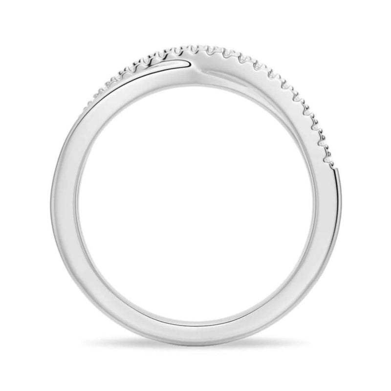 18K Solid Gold Natural Diamond Round Cut Twisted Infinity Half Eternity Band - Side View
