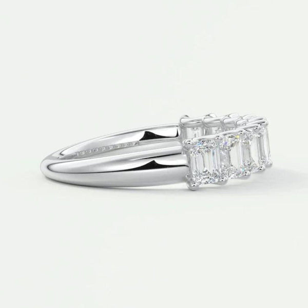 14K 1.8ct Lab Grown Diamond Emerald Cut Half Eternity Band