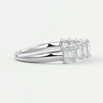 18k Solid Gold Emerald Cut Natural Diamond Wedding Band - Half Eternity Matching Band - View 7