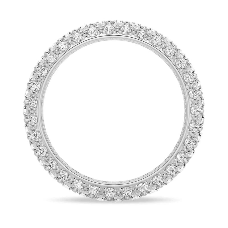18K Solid Gold Micro Pave Lab Grown Diamond Eternity Band - Side View | Riyanika Jewels