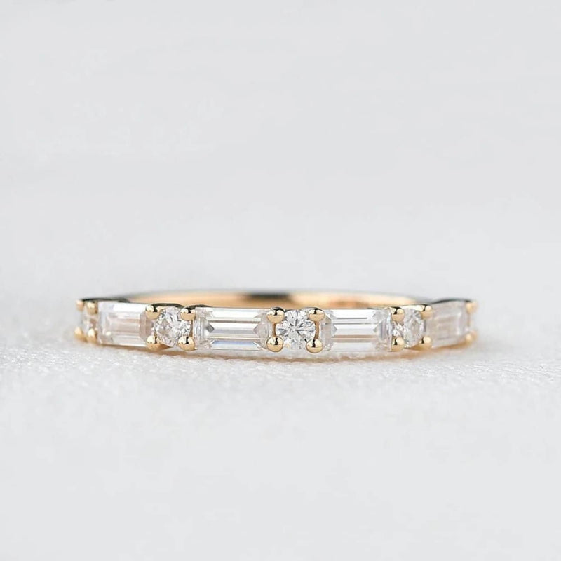 14K Lab Grown Diamond Round Cut Half Eternity Band