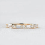 18K Solid Gold Natural Diamond Baguette & Round Cut Half Eternity Band - Detail | Riyanika Jewels
