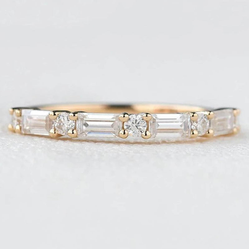 14K Lab Grown Diamond Round Cut Half Eternity Band