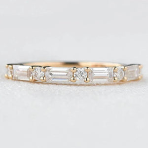 14K Natural Diamond Round Cut Half Eternity Band