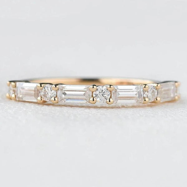14K Natural Diamond Round Cut Half Eternity Band