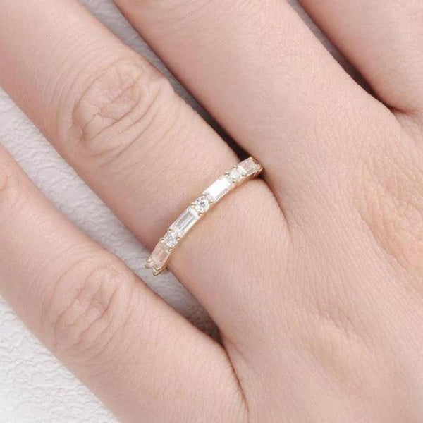 14K Lab Grown Diamond Round Cut Half Eternity Band