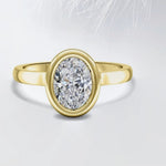 18K Solid Gold 2.50 CT Natural Diamond Oval Cut Bezel Set Engagement Ring