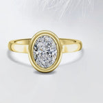 14K 2.5ct Lab Grown Diamond Oval Cut Bezel Engagement Ring