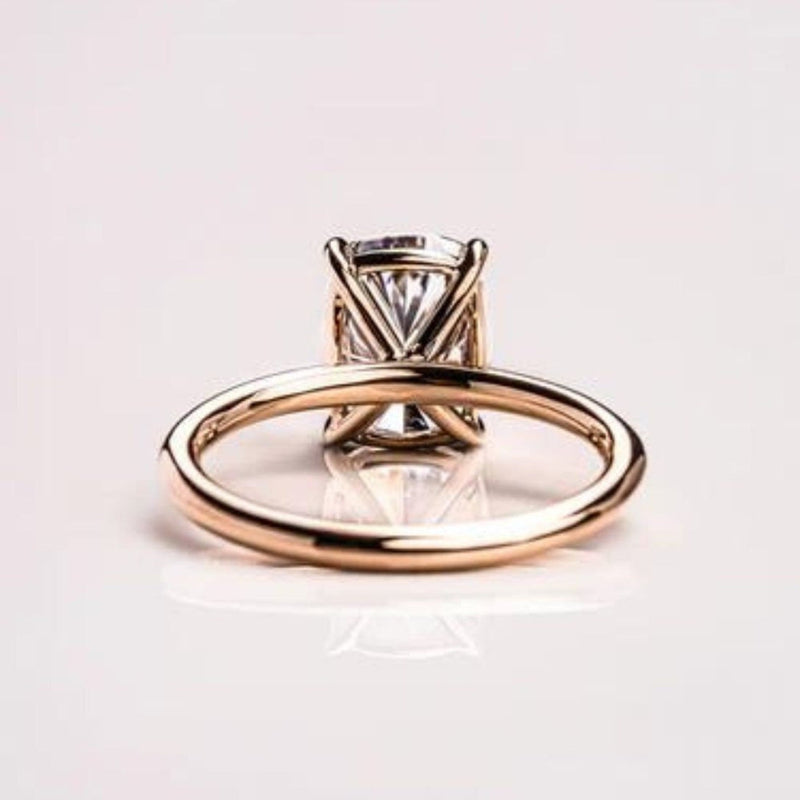 14K 3ct Lab Grown Diamond Cushion Cut Solitaire Engagement Ring
