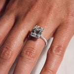 14K 2.5ct Lab Grown Diamond Emerald Cut Halo Engagement Ring
