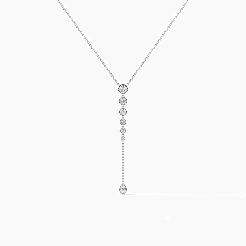 14K Lab Grown Diamond Round Cut Lariat Necklace